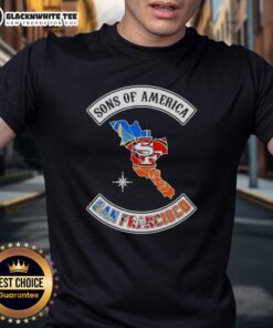 Top Son Of America San Francisco Map Sports Logos Combine T-Shirt featuring iconic sports team logos and a vibrant city map.