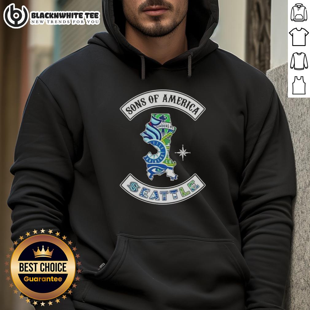 Top Son Of America Seattle Map Sports Logos Combine Hoodie Top Son of America Seattle Map Sports Logos Combine Hoodie showcasing vibrant Seattle sports team logos and map design.