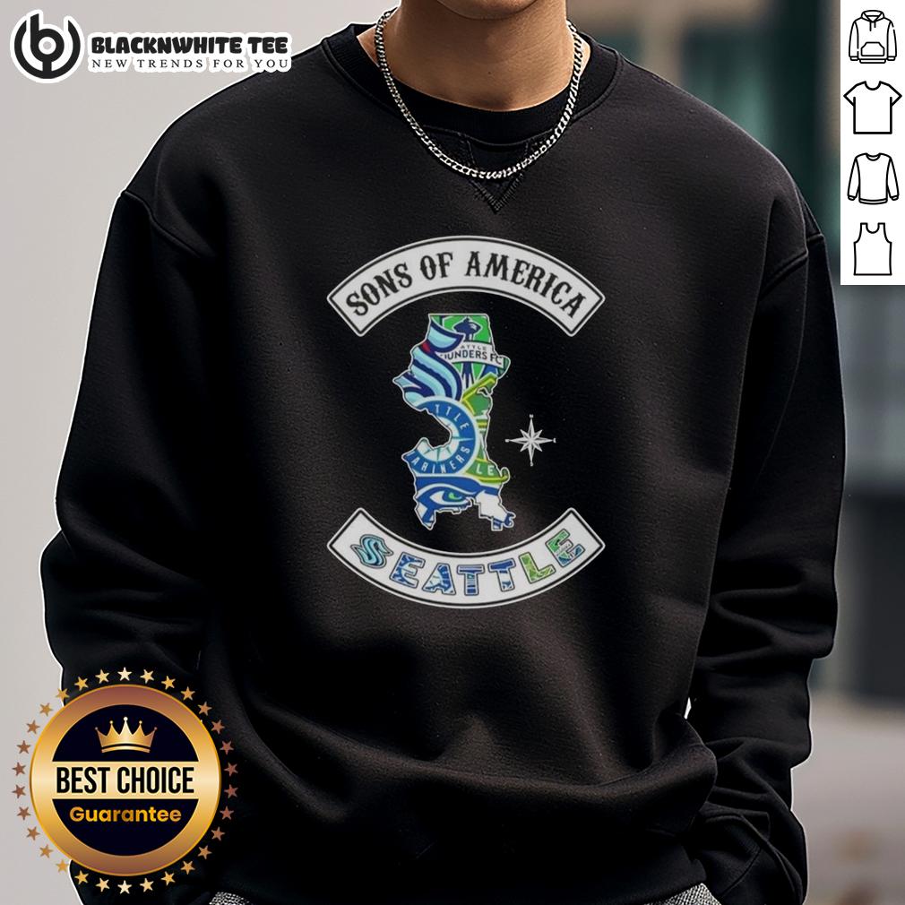 Top Son Of America Seattle Map Sports Logos Combine Sweatshirt Top Son of America Seattle Map Sports Logos Combine Sweatshirt featuring vibrant sports team graphics and city map design.