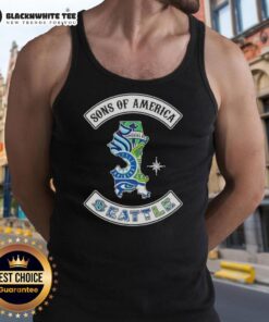 Top Son of America Seattle Map Sports Logos Combine Tank Top design featuring iconic Seattle sports team logos.