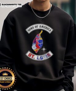 Top Son of America St. Louis Map Sports Logos Combine Sweatshirt featuring iconic local sports team logos.
