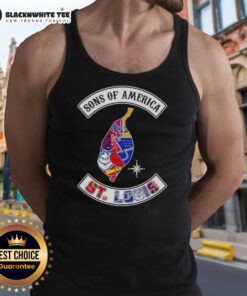 Top Son of America St. Louis Map Sports Logos Combine Tank Top featuring vibrant designs and local team logos.