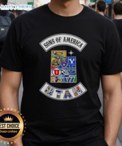 Top Son Of America Utah Map Sports Logos Combine T-Shirt showcasing unique designs and vibrant colors for sports fans.