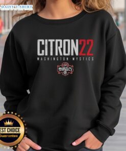 Top Sonia Citron 22 Washington Mystics Elite Sweatshirt featuring vibrant team colors and logo, perfect for fans.