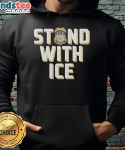 Top Stand With ICE Officer Hoodie featuring bold graphics, showcasing support for immigration enforcement in stylish design.