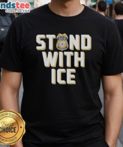 Top Stand With Ice Officer T-Shirt featuring a bold design supporting ICE officers, perfect for patriotic apparel.