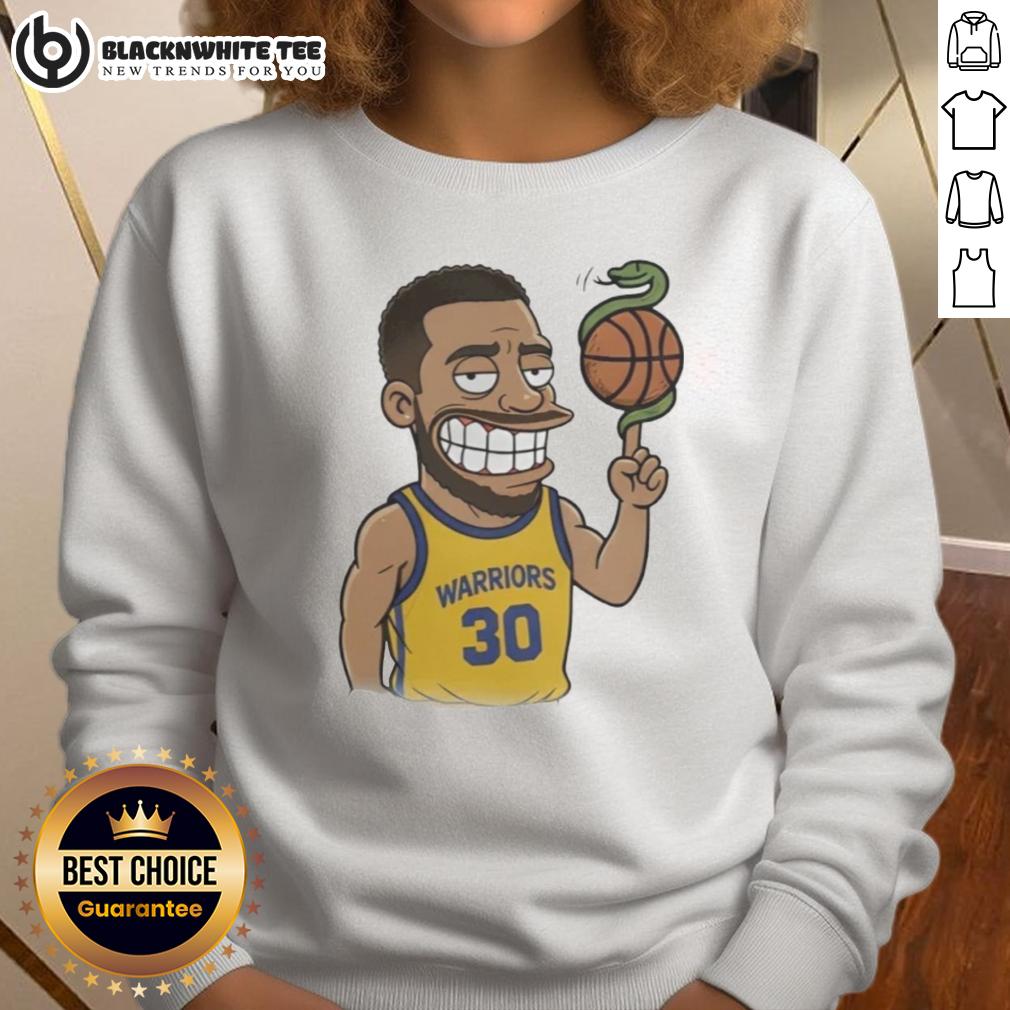 Top Steph Curry Snake Ball Cartoon Sweatshirt Cartoon sweatshirt featuring a snake dribbling a basketball, inspired by Steph Curry's iconic style.