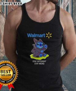 Top Stitch Cosplay Toothless tank top from Walmart, featuring a unique design with 'Stay Different, Stay Weird' slogan.
