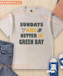 Comfortable green 'Top Sundays Are Better' t-shirt featuring the Green Bay Packers logo, perfect for game day attire.