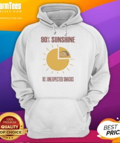 Alt Text: Cozy hoodie featuring Top Tacos: 90% Sunshine, 10% Unexpected Snacks design, perfect for taco lovers and casual wear.
