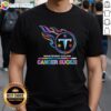 Top Tennessee Titans Football T-Shirt featuring 'Cancer Sucks' logo in vibrant colors, perfect for fans and awareness support.
