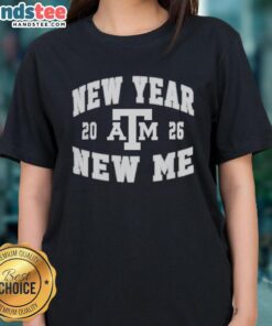 Top Texas A&M Aggies New Year New Me 2026 logo on a ladies tee, perfect for Aggies fans celebrating the new year.