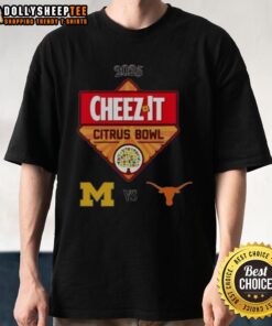 2025 Cheez-It Citrus Bowl T-Shirt featuring Texas Longhorns vs Michigan Wolverines design, perfect for fans.