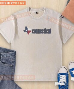 Top Texas map design on a Connecticut washed t-shirt, perfect for casual wear and Texas enthusiasts.