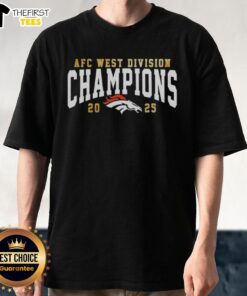 Top The Broncos Won The AFC West Champion 2025 Logo T-Shirt featuring bold team colors and championship logo design.