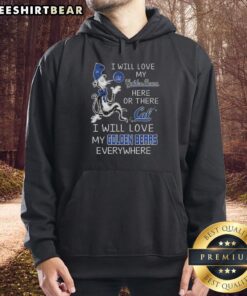 Cozy hoodie featuring 'I Will Love My Golden Bears' design inspired by The Cat in the Hat, perfect for fans and comfort seekers.