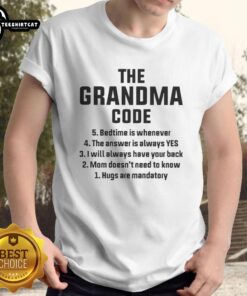 Alt Text: Top The Grandma Code Bedtime Is Whenever T-Shirt in a cozy setting, showcasing fun design for grandmas.