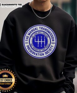 Vintage sweatshirt from the Top The Manual Transmission Preservation Society, Est. 1904, showcasing retro automotive style.