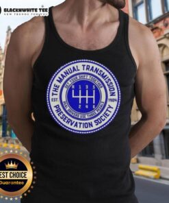 Vintage tank top from the Top The Manual Transmission Preservation Society, est. 1904, showcasing classic car culture.