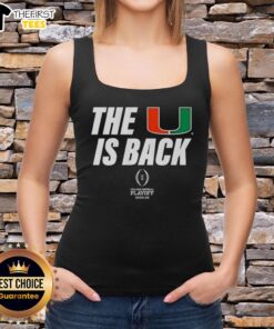 Miami Hurricanes Football 2025 CFP tank top featuring 'Top-The-U-Is-Back' design for fans and supporters.