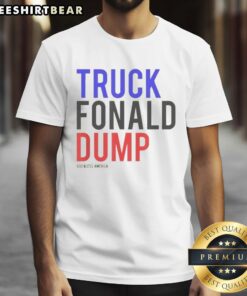 Top Truck Fonald Dump God Bless America T-Shirt featuring patriotic design and bold graphics for truck enthusiasts.