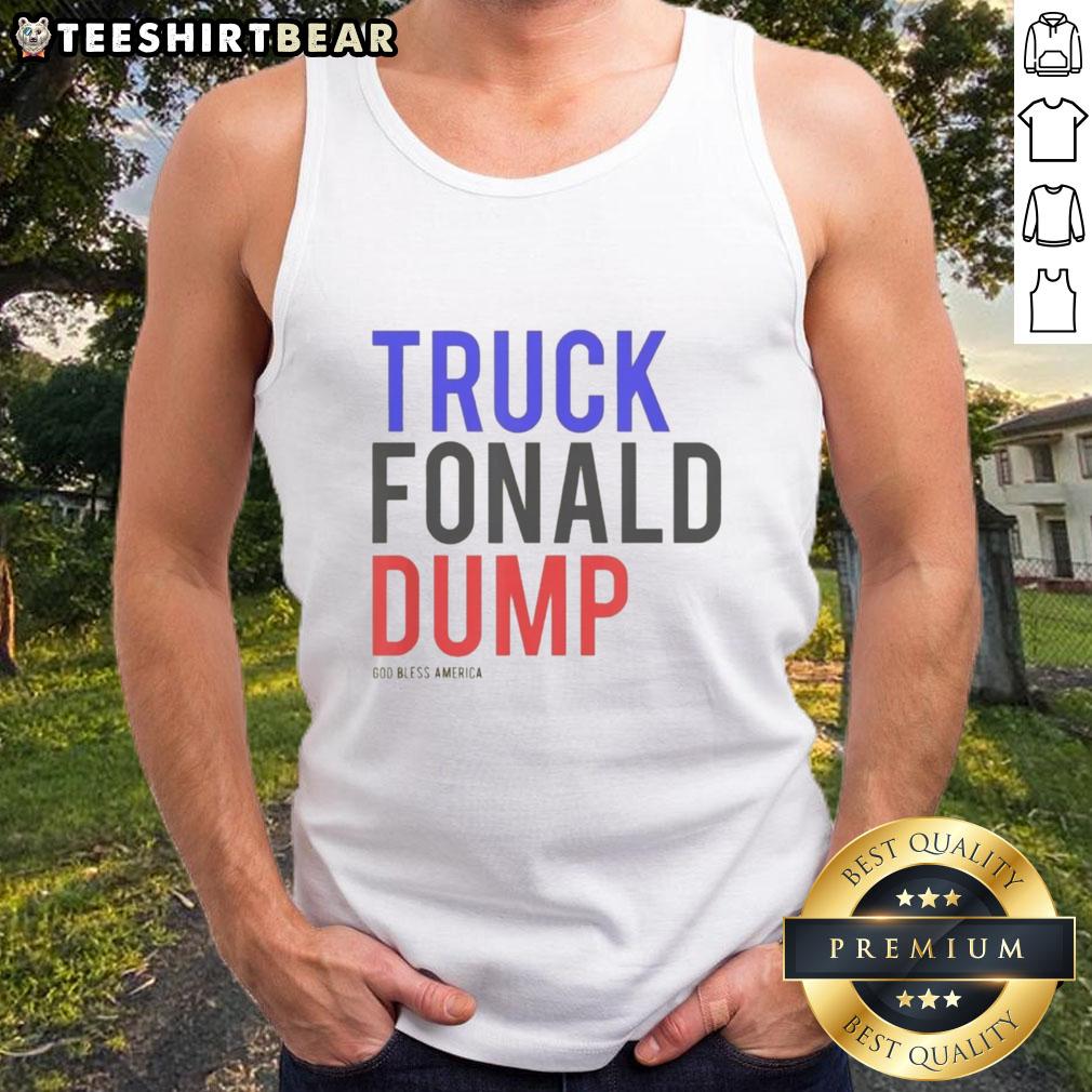 top-truck-fonald-dump-god-bless-america-tank-top Top Truck Fonald Dump God Bless America tank top featuring patriotic design and vibrant colors, perfect for summer wear.