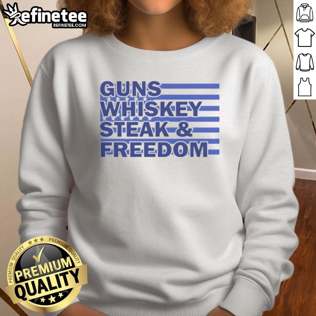top-true-american-guns-whiskey-steak-freedom-usa-flag-sweatshirt Alt Text: Top True American Guns Whiskey Steak Freedom USA Flag Sweatshirt showcasing patriotic design and cozy fit.