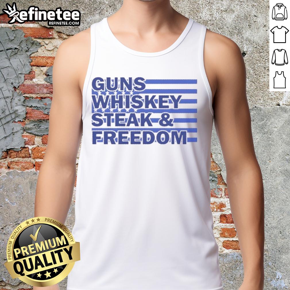 top-true-american-guns-whiskey-steak-freedom-usa-flag-tank-top Top True American Guns Whiskey Steak Freedom USA Flag Tank Top featuring patriotic design and bold graphics.