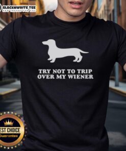 Top Try Not To Trip Over My Wiener T-Shirt featuring a humorous dog design, perfect for pet lovers and casual wear.