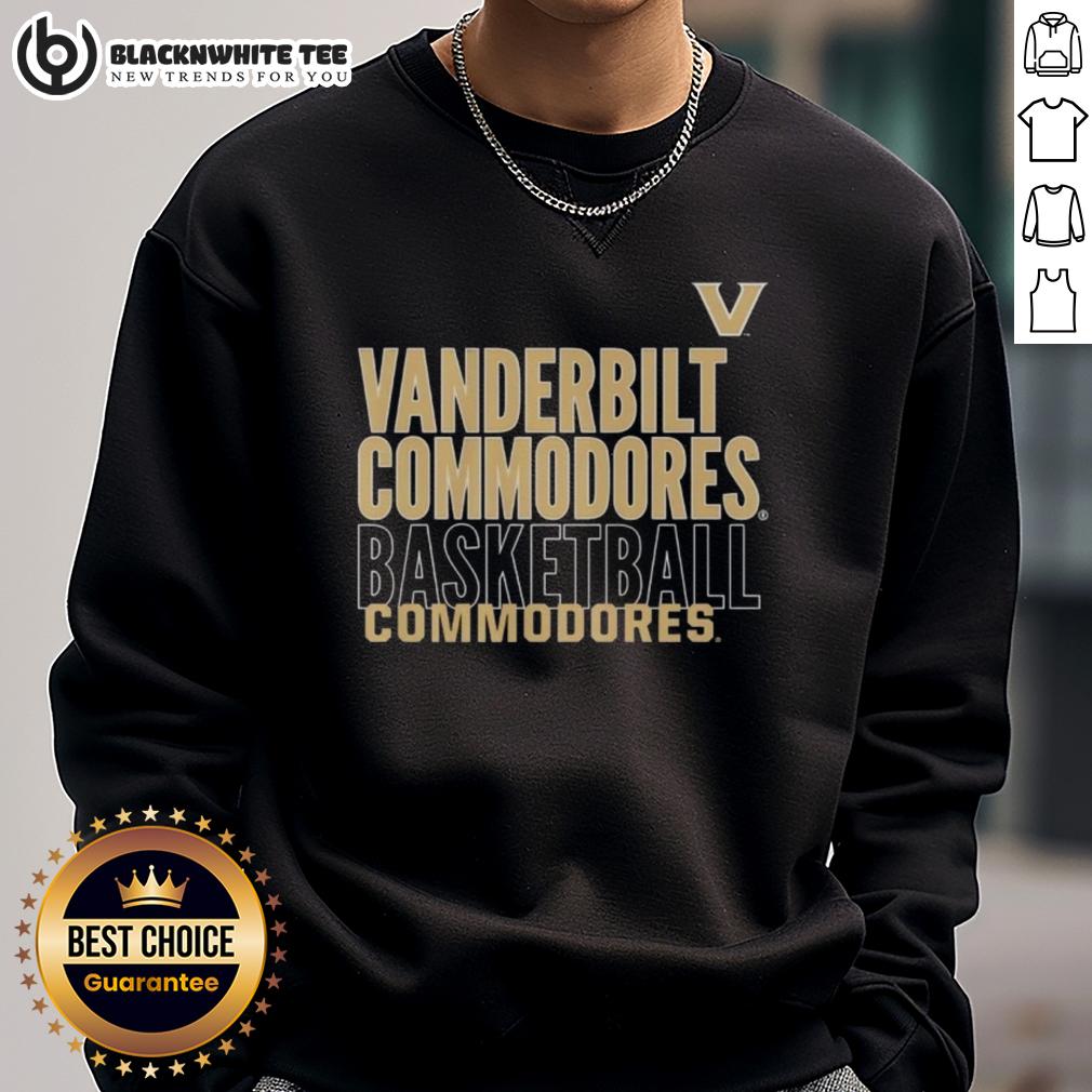 Top Vanderbilt Commodores Basketball Text Logo Overlay Sweatshirt Alt Text: Vanderbilt Commodores basketball text logo overlay on a stylish sweatshirt, perfect for fans and athletes.