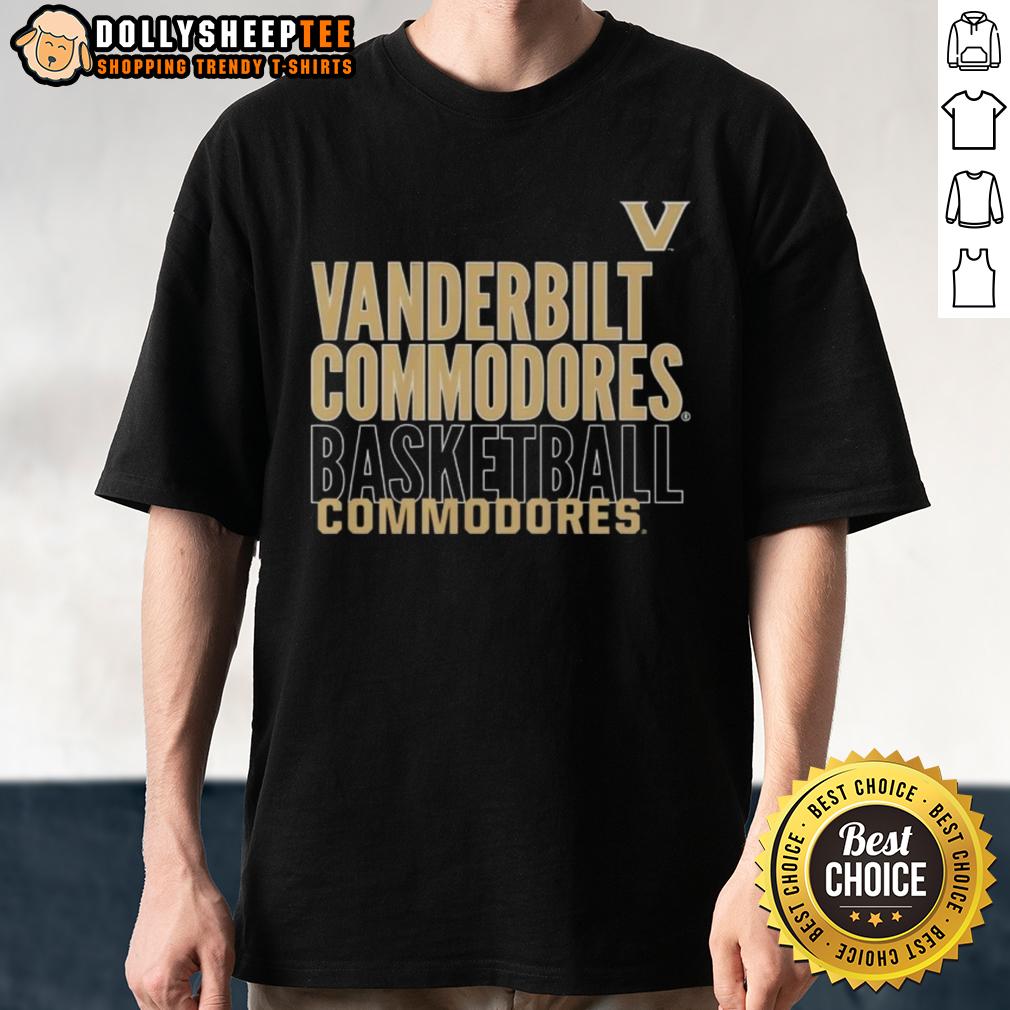 Top Vanderbilt Commodores Basketball Text Logo Overlay T Shirt Vanderbilt Commodores Basketball text logo overlay T-shirt featuring bold graphics in team colors.