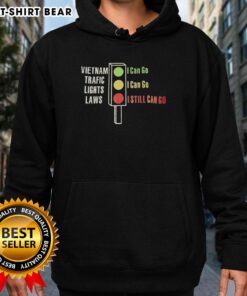 Alt Text: Top Vietnam Traffic Lights Laws hoodie featuring green, yellow, and red light phrases for safe driving awareness.