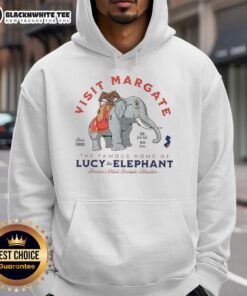Top visit Margate hoodie featuring Lucy the Elephant, America's oldest roadside attraction, perfect for tourists and fans.