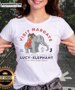 Ladies tee featuring Lucy the Elephant, America's oldest roadside attraction in Margate, NJ - top visit spot.