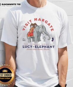 Top Visit Margate T-Shirt featuring Lucy The Elephant, America's oldest roadside attraction, perfect for travelers and fans.