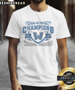 Alt Text: Top Watauga Pioneers NCHSAA 6A State Champions 2025 T-Shirt design featuring school colors and championship logo.