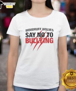 Top Woodruff Wolves Say No To Bullying Ladies Tee featuring a bold anti-bullying message and vibrant colors.