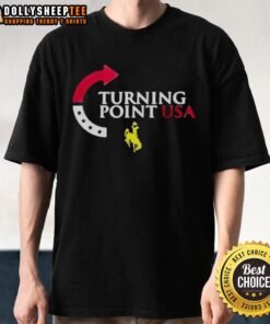 Top Wyoming Cowboys Turning Point USA T-Shirt featuring bold graphics and team colors, perfect for fans and supporters.