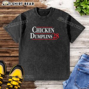 Hot Chicken Dumplin 2028 washed t-shirt featuring vibrant design and comfortable fit for casual wear.