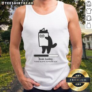 Top Cat Brain Loading tank top featuring a humorous design. Perfect for cat lovers and casual wear enthusiasts.