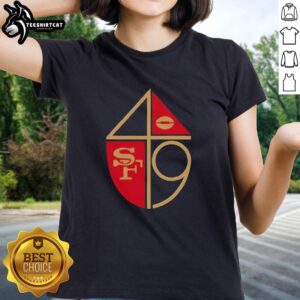 Original San Francisco 49ers Football 1965 retro logo ladies tee showcasing vintage design and team pride.