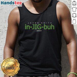 Jaxon Smith-Njigba pronunciation guide tank top design featuring stylish graphics and educational elements.