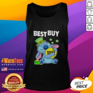 Good Stitch Hug Best Buy logo on a Happy St. Patrick's Day tank top design, featuring festive colors and shamrock accents.