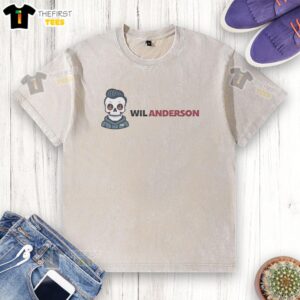 Premium Wil Anderson skeleton graphic washed t-shirt featuring a stylish design and comfortable fit for casual wear.