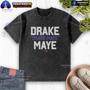 Alt Text: Nice Drake Maye logo washed t-shirt featuring a stylish design and comfortable fit for casual wear.