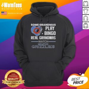 Cozy hoodie featuring 'Real Grandmas Watch Memphis Grizzlies' design, perfect for bingo nights and basketball fans.