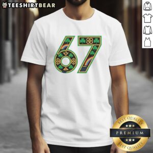 Good Celtic Graphic 67 Irish Clover Shamrock T-Shirt for St. Patrick's Day in vibrant green design.
