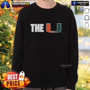 Alt Text: Good Miami Hurricanes NCAA The U logo sweatshirt featuring vibrant colors and a comfortable design for fans.