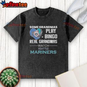 Original Seattle Mariners 'Real Grandmas Watch' diamond heart shape washed t-shirt for fans and grandmas alike.
