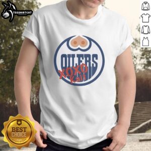 Official Edmonton Oilers Xoxo Kait T-Shirt featuring bold team graphics, perfect for fans supporting the Oilers.
